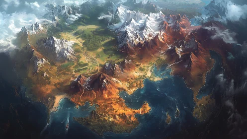 Storyteller’s continent of fire, frost, and whispered seas.