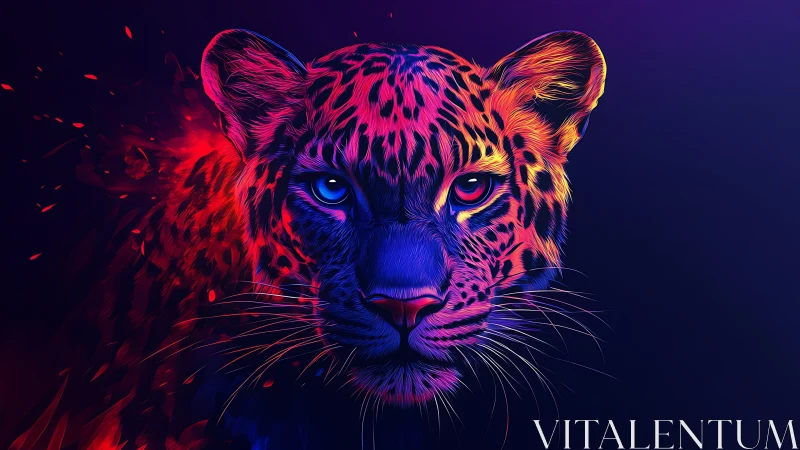 Neon Leopard Unleashed: Electric Wildfire Portrait.