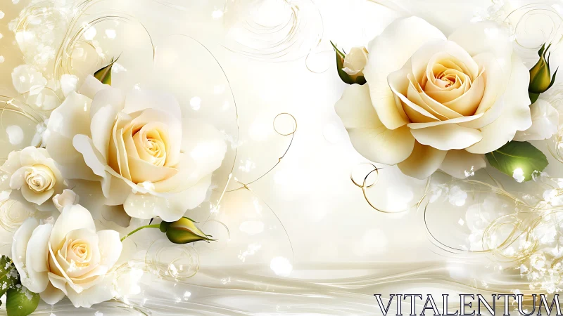 Cream Roses and Golden Light Create Elegant Floral Romance