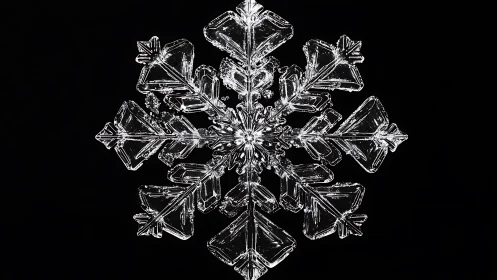 Intricate snowflake macro reveals crystalline winter symmetry