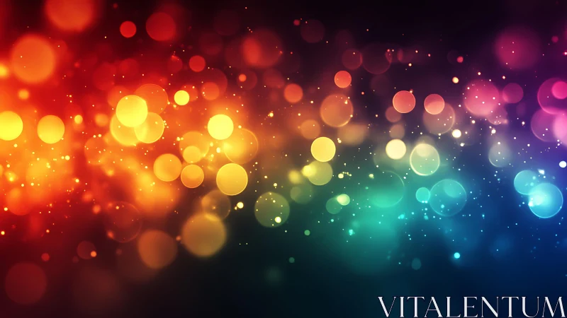 Vibrant bokeh light background in rainbow colors, abstract digital art.