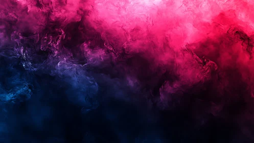Digital painting of magenta and cyan smoke gradient field.