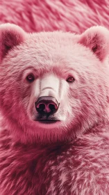 Digitally rendered pink bear portrait maintains frontal symmetry