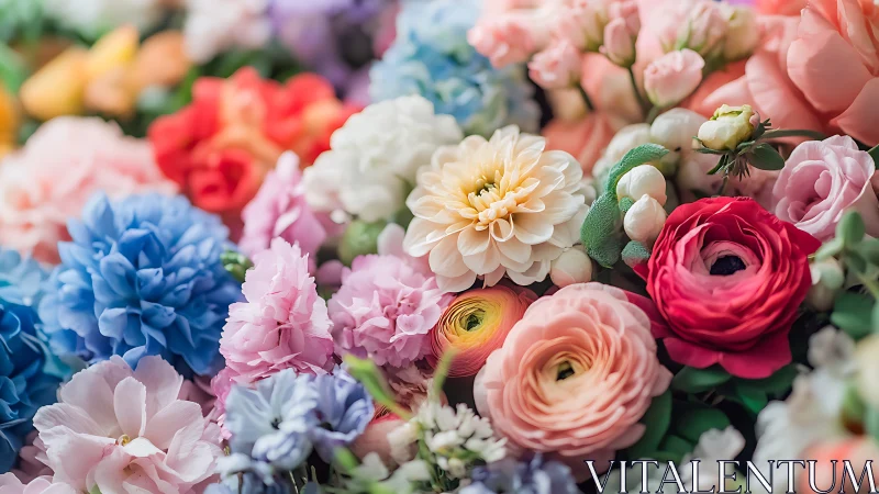 High-Saturation Floral Arrangement: Dahlia, Ranunculus & Rose Mix