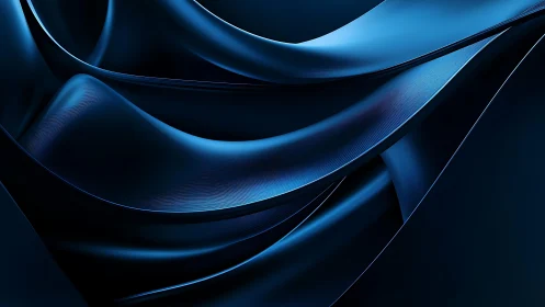 Abstract metallic blue waves in digital 3D rendering style.