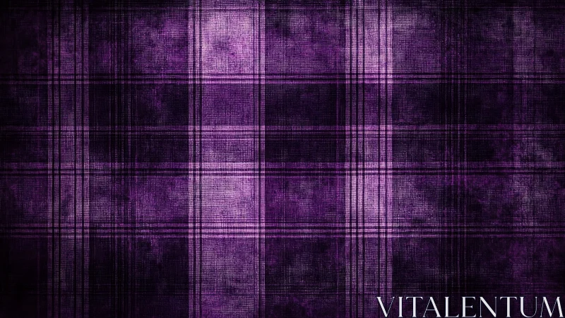 High-contrast purple tartan grid with textured grunge overlay