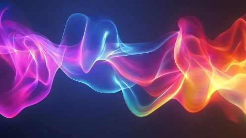 Spectral lightwave ribbons with neon gradient volumetric glow