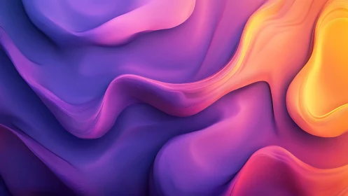 Neon gradient waves flow across smooth abstract landscape