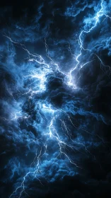 Electric storm core with branching sapphire lightning arcs.