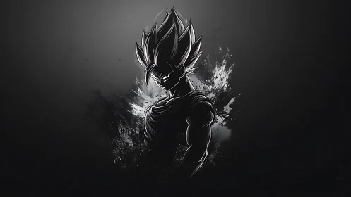 Shadow-charged anime warrior framed in explosive light.