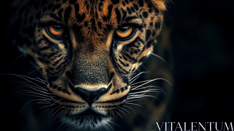 Leopard Face Portrait with Amber Eyes.