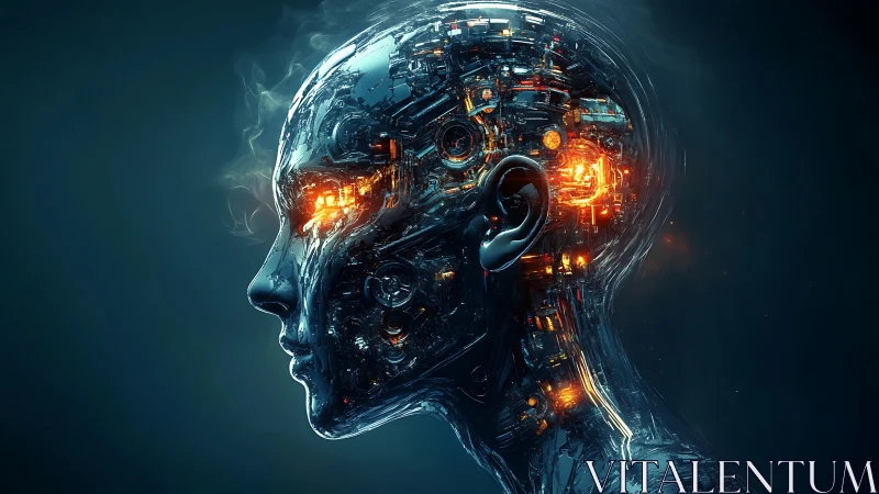 Cybernetic human head renders neural circuitry in molten light