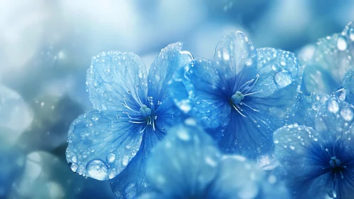 Dewdrops on Blue Floral Beauty.