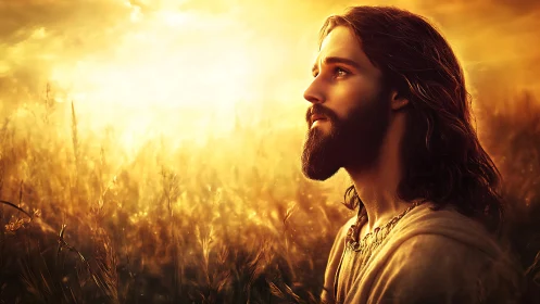 Sunlit wanderer listens to the golden horizon breathe