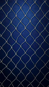 Photorealistic chain-link mesh over deep blue ground plane.