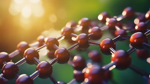 Molecular lattice render shows reflective red spheres linked by rods