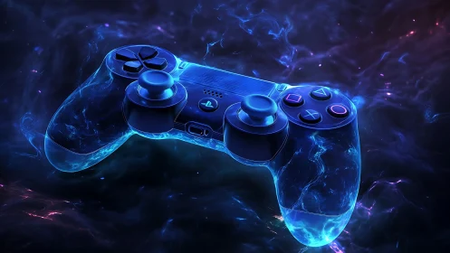 Starlit game controller drifts through electric nebula dreams