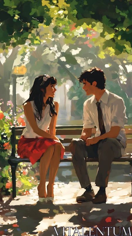 Garden Conversation: Two Hearts Connect Under Dappled Sunlight