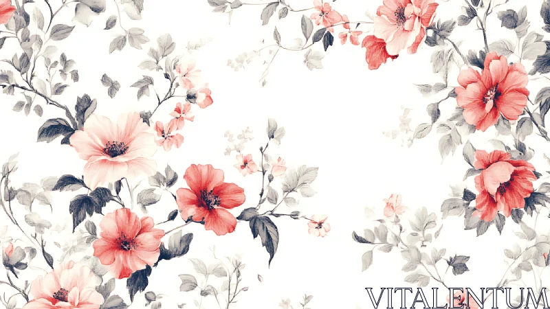 Coral Blooms Dance Through Watercolor Garden Dreams