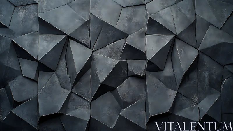 Dark geometric wall with irregular faceted polygon panels