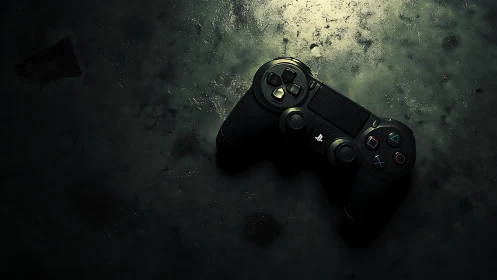 Black Game Controller Emerges from Atmospheric Dust and Smoke