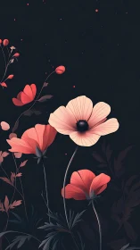 Night-Blooming Cosmos: Delicate Petals Glow Against Velvety Darkness