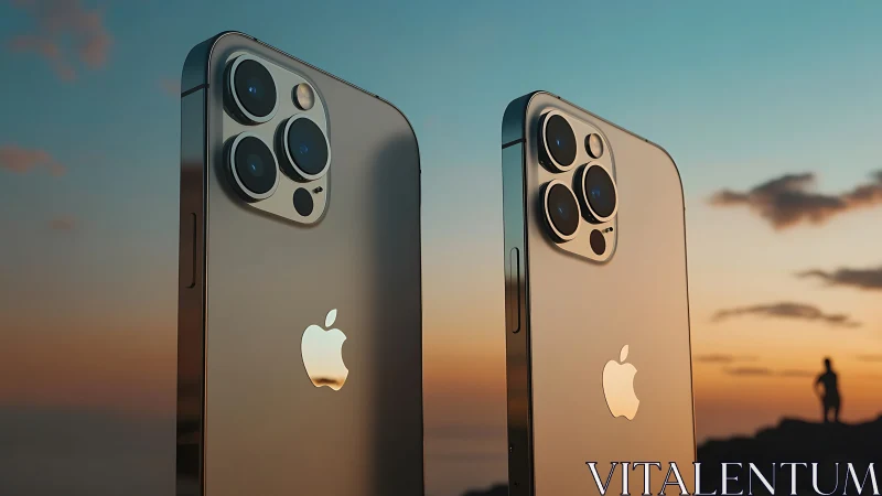 iPhone 14 Pro Models Against Dramatic Sunset Sky.