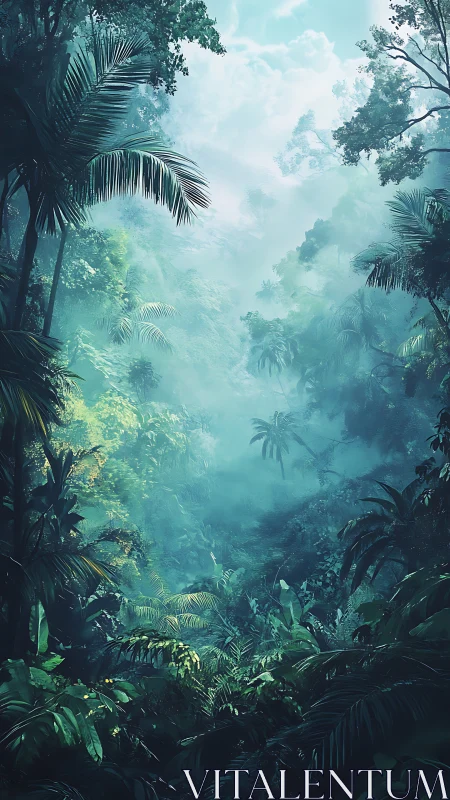 Emerald Sanctuary: Mist-Wrapped Tropical Canopy Cathedral.