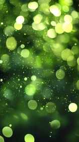 Green bokeh orbs drift through luminous abstract space.