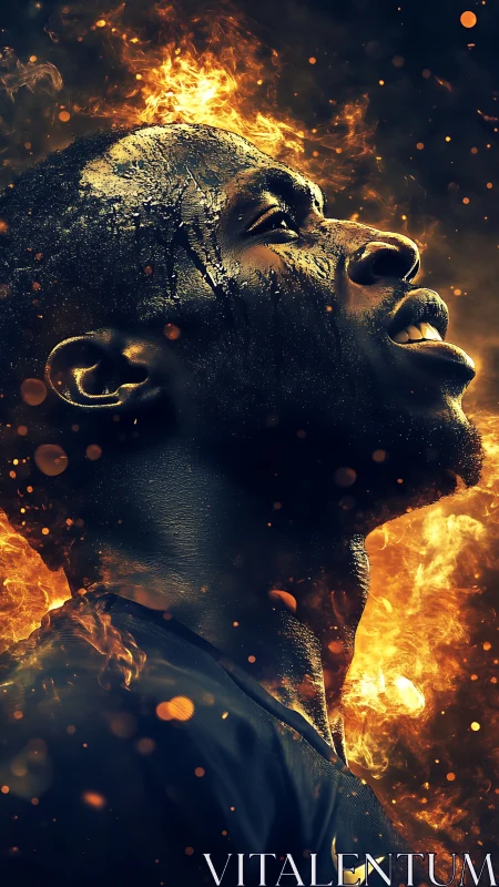 Fiery athlete rising with unstoppable passion and focus.