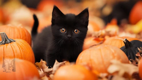 Midnight Kitten Among Harvest Golds and Autumn Shadows.