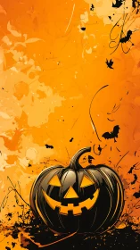 Vector jack o’lantern silhouette on saturated orange field.