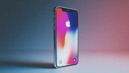 Luminous iPhone X showcasing gradient brilliance against dual-tone backdrop.