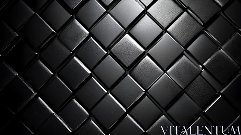 Gleaming black tiles form a calm geometric rhythm in shadow