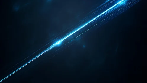 Bright Blue Light Streak on Dark Abstract Background, Futuristic Style.