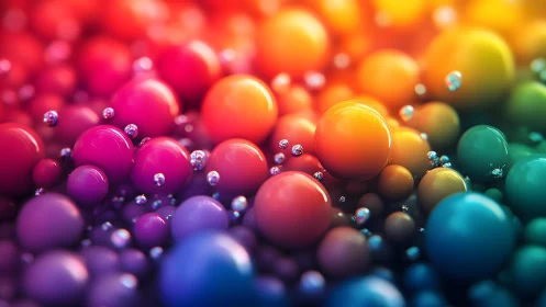 Multicolored glossy spheres with metallic droplets cluster.