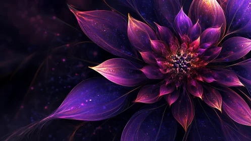 Luminous cosmic flower rendered in vivid neon petals.