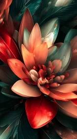 Radiant abstract flower unfolds in luminous jewel-toned light