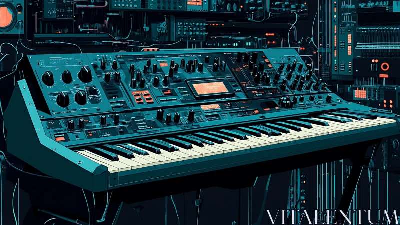 Neon synth cathedral glows in a labyrinth of retro circuits.