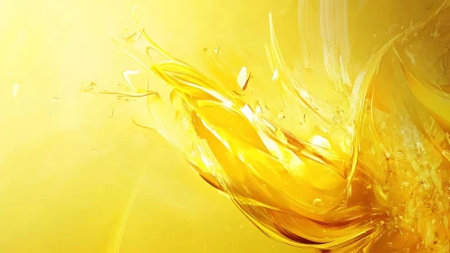 Abstract yellow energy burst with dynamic fluid shapes.