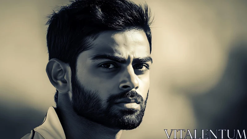 Monochrome male portrait with dramatic side lighting focus.