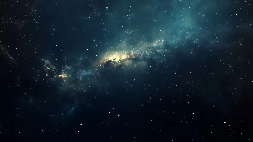 Stellar field with diffuse galactic band in deep space.