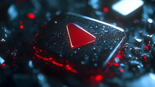 Futuristic YouTube Play Button in Glittering Neon Style.