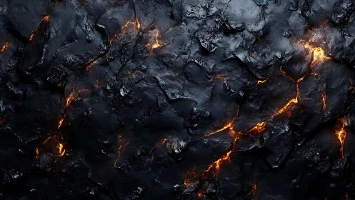 Molten lava cracks traverse darkened igneous surface with incandescent veins.