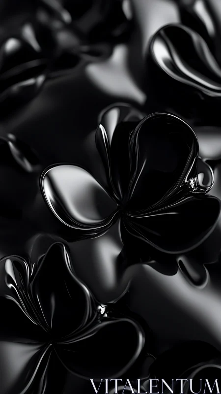 Velvety black petals drifting across a liquid nightscape.