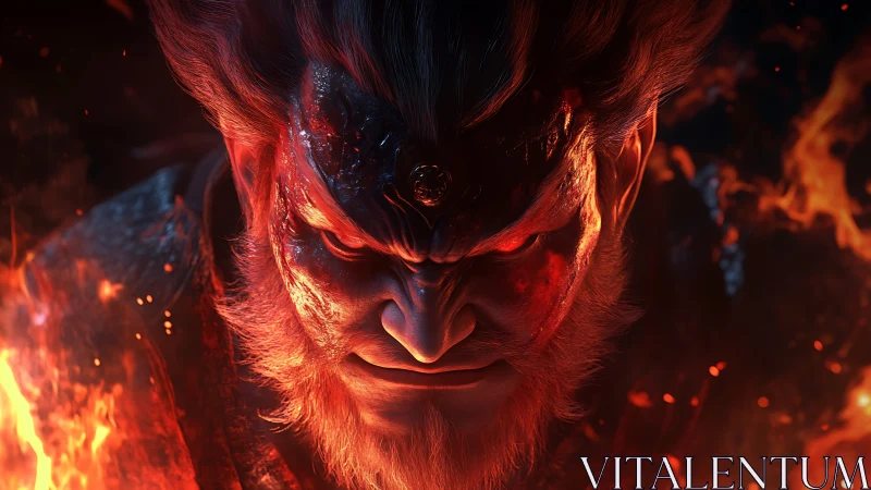 Infernal warlord emerges, eyes blazing with molten resolve.