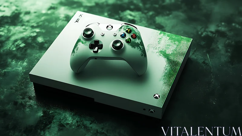 Xbox Series S Console with Controller on Green Textured Surface