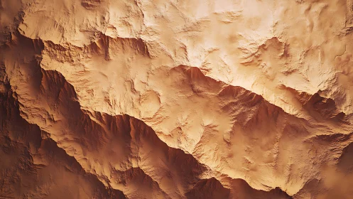 Martian desert canyon relief under warm directional light.