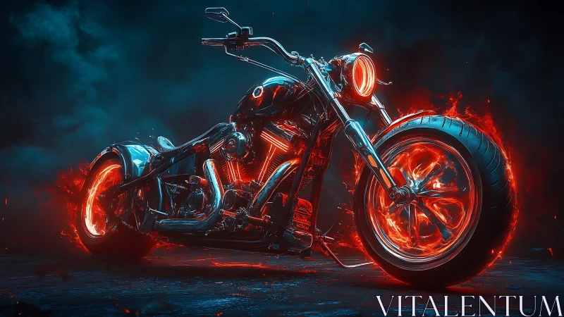 Infernal chrome chopper with molten neon wheels ignited.