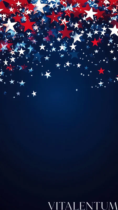 Festive red, white, and blue stars on a deep night sky.